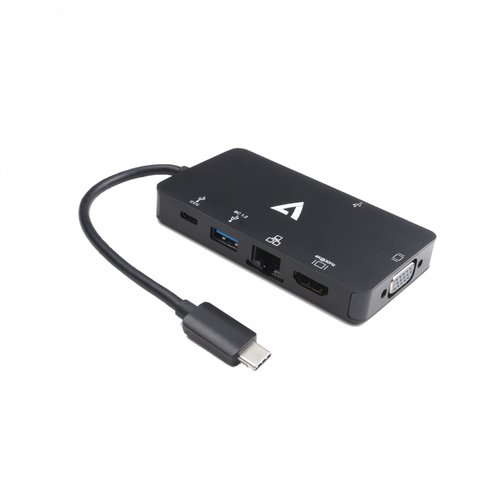 Adaptateur USB-C vers USB 3.0/RJ45/HDMI/VGA - Noir - Achat / Vente sur grosbill-pro.com - 1