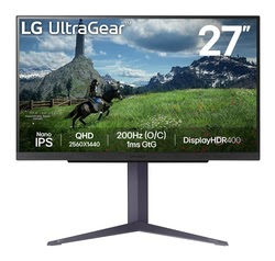 Grosbill Ecran PC LG UltraGear 27" QHD/200Hz/Nano-IPS/1ms/Pivot/G-Sync