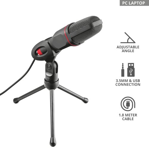 Trust Microphone Streaming Mico - Noir/USB/3,5mm/Trépied (23791) - Achat / Vente Accessoire Streaming / Vlogging  sur grosbill-pro.com - 1