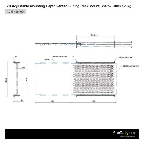 2U Sliding Vented Rack Mount Shelf - Achat / Vente sur grosbill-pro.com - 4