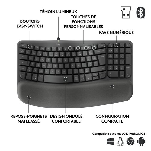 WAVE KEYS FOR BUSINESS-GRAPHITE - Achat / Vente sur grosbill-pro.com - 5