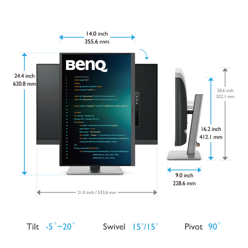 BenQ 24 pouces  9H.LLXLA.TBE - Ecran PC BenQ - grosbill-pro.com - 3