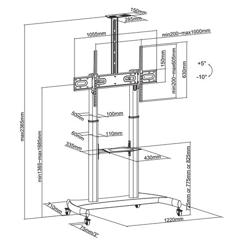 NewStar Mobile Flat Screen Floor Stand - Achat / Vente sur grosbill-pro.com - 2