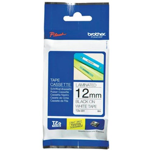 Tape/12mm black on white f P-Touch - Achat / Vente sur grosbill-pro.com - 0