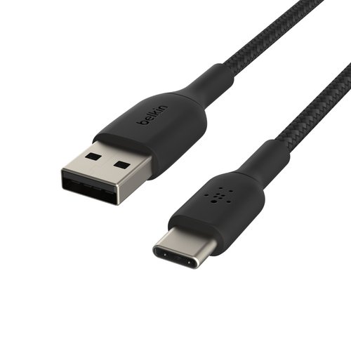 USB-A to USB-C Cable Braided 0.15M Black - Achat / Vente sur grosbill-pro.com - 0