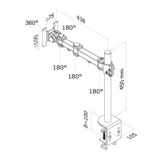 Desk Mount 10-30" Clamp FullMotion BLACK - Achat / Vente sur grosbill-pro.com - 2