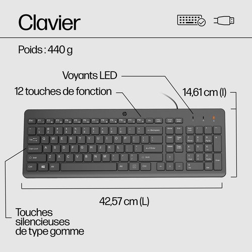 HP 150 Wired Mouse and Keyboard Combinat - Achat / Vente sur grosbill-pro.com - 4