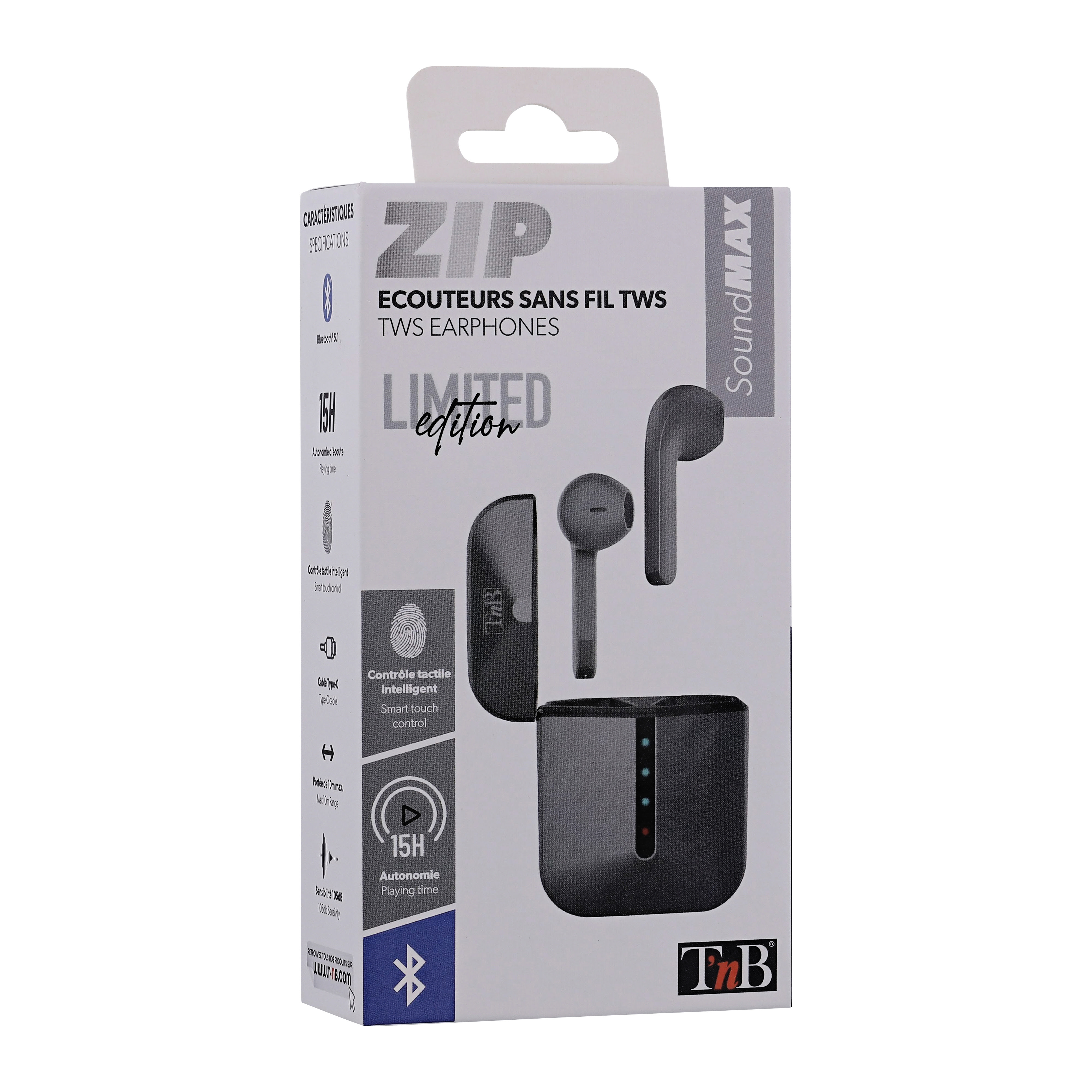 T'nB Ecouteurs TWS ZIP Silver (Bluetooth) Stereo - Micro-casque - 1