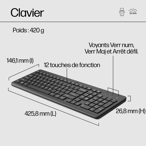 HP 330 Wireless Mouse+Keyboard Combina - Achat / Vente sur grosbill-pro.com - 8