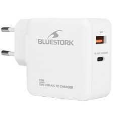 Grosbill Accessoire PC portable Bluestork GAN TECH 65W - USB-C/A - Blanc