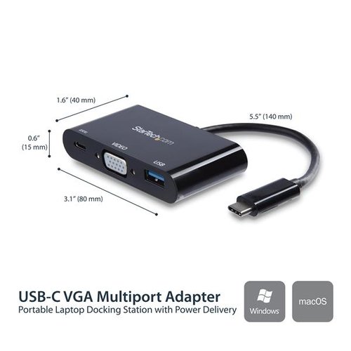 USB-C to VGA Multifunction Adapter - PD - Achat / Vente sur grosbill-pro.com - 1