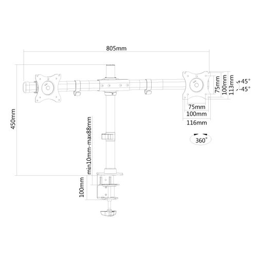 NewStar FlatScreen Desk Mount 10-27" - Achat / Vente sur grosbill-pro.com - 2