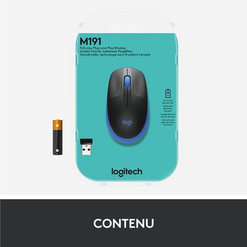 M190 Full-size wireless mouse - BLUE - Achat / Vente sur grosbill-pro.com - 8