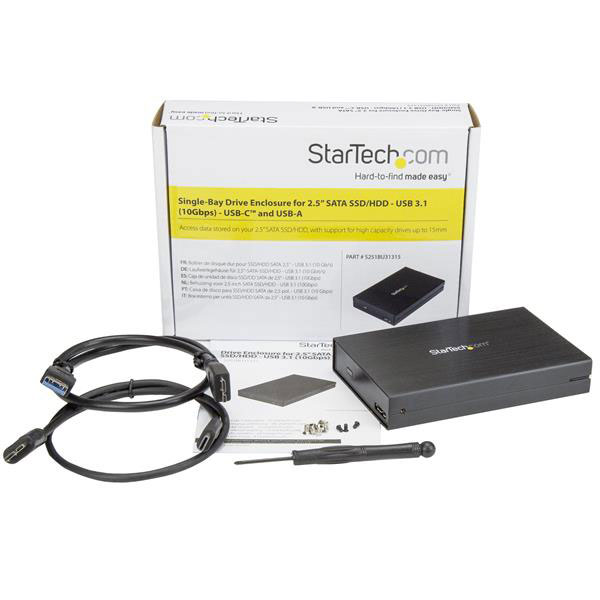 StarTech USB3.1 Type A et C pour DD 2.5" SATA 5 à 15mm - Boîtier externe - 1