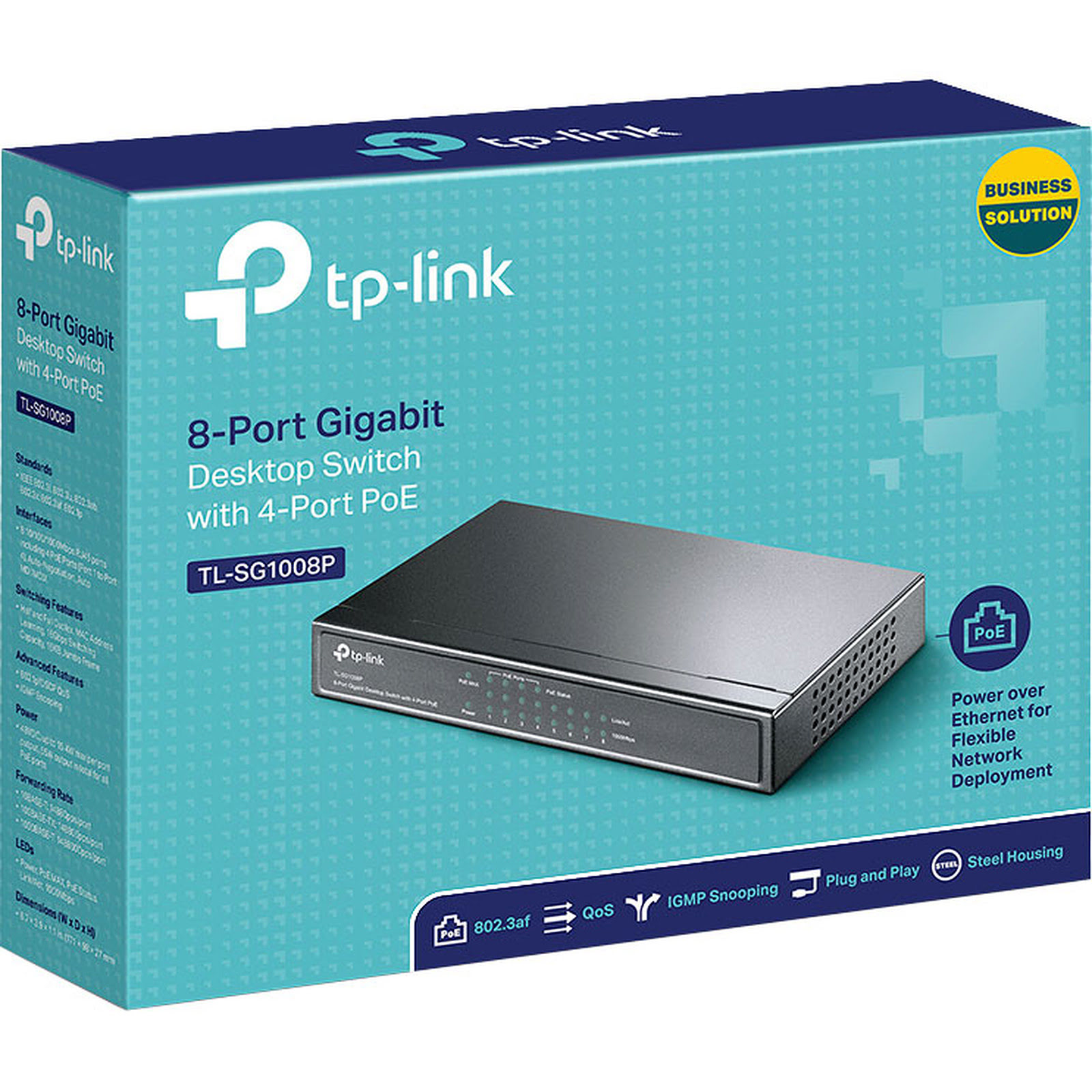Switch TP-Link 8 Ports 10/100/1000Mbps TL-SG1008P (4 POE) - 1