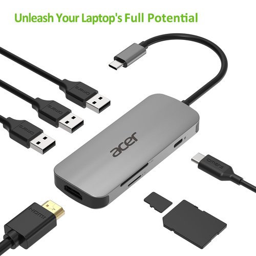 ADAPTATEUR TYPE-C 7-EN-1 : 3x USB 3.0 (HP.DSCAB.008) - Achat / Vente sur grosbill-pro.com - 1