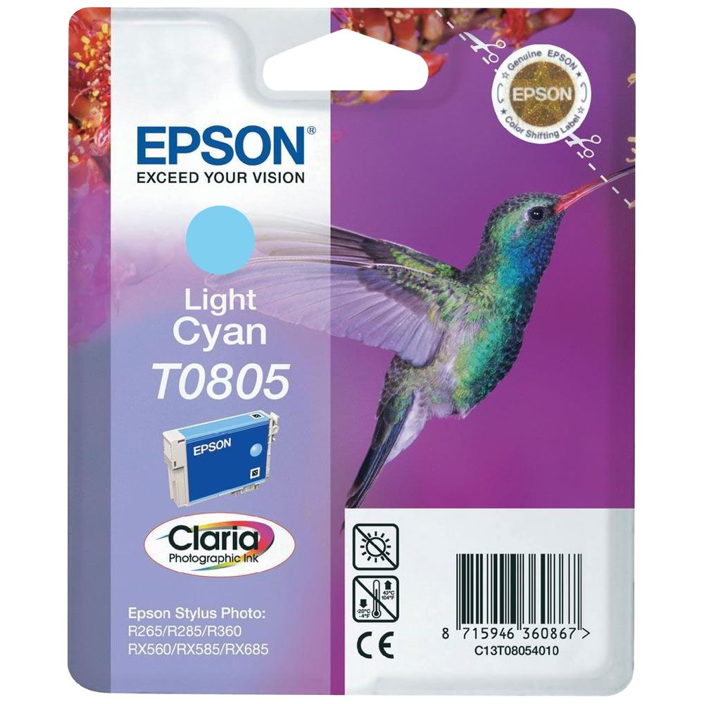 Cartouche Claria T0805 Cyan clair pour imprimante Jet d'encre Epson - 0
