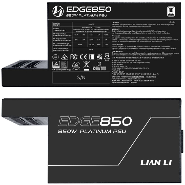 Lian-Li EDGE EG0850 80+ Platine (850W) - Alimentation Lian-Li - 1